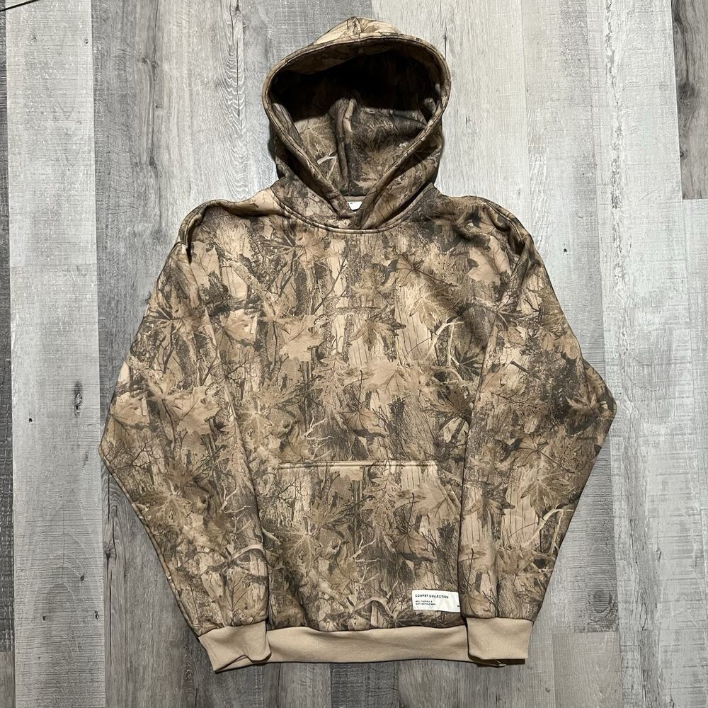 Comfrt Camo Hoodie Baggy Oversized Camouflage Blank Brown Pull Over Mens Large